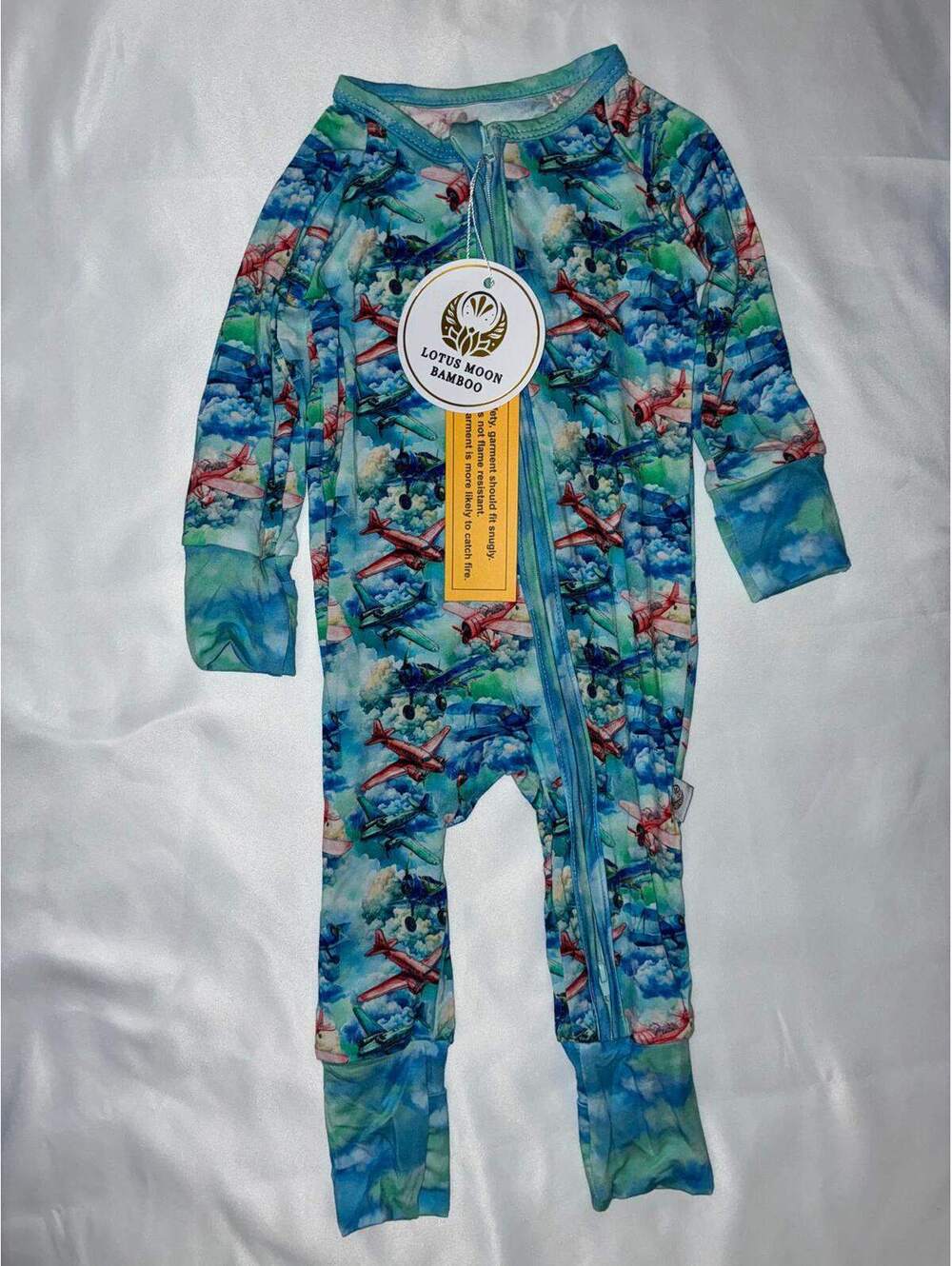 Lotus Moon Bamboo Airplane Zippy 3/6M NWT